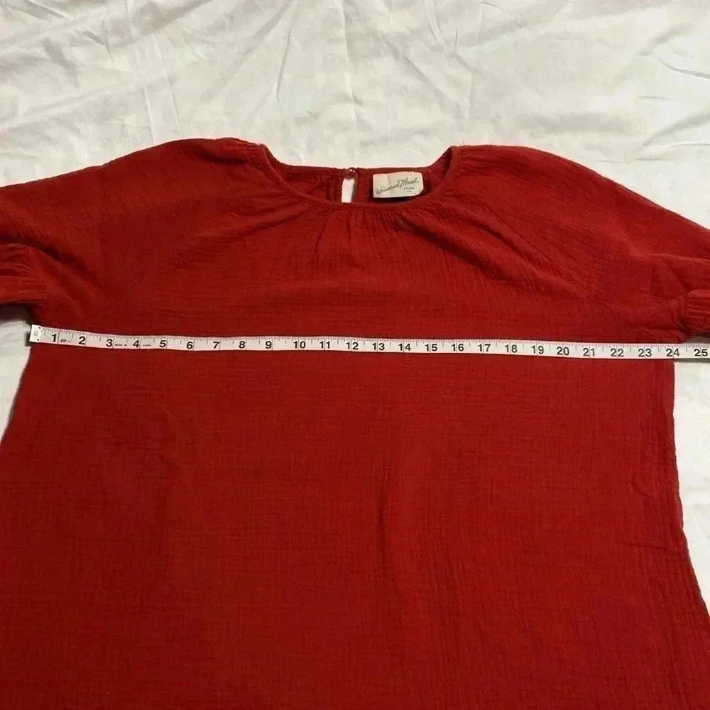 Universal Threads Red Gauzy Bell Sleeve Top Shirt in Size Large. Sloughed Cotton - Picture 4 of 10